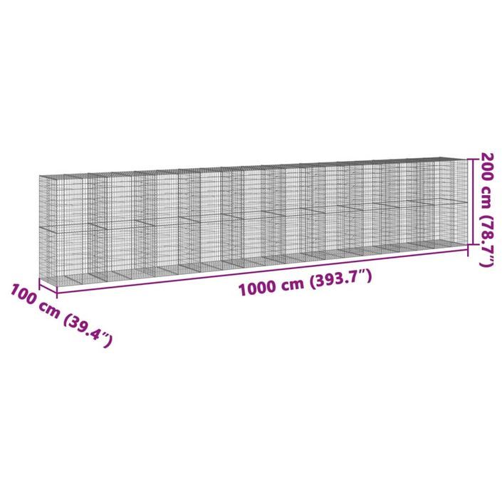 Panier gabion avec couvercle 1000x100x200 cm fer galvanisé - Photo n°7