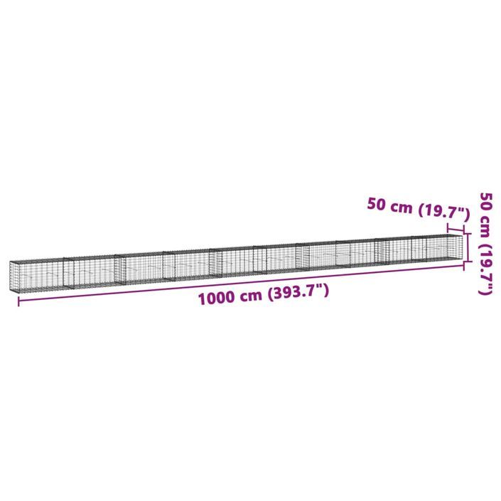 Panier gabion avec couvercle 1000x50x50 cm fer galvanisé - Photo n°7