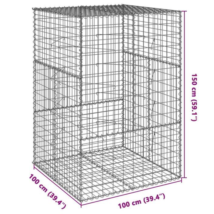 Panier gabion avec couvercle 100x100x150 cm fer galvanisé - Photo n°7