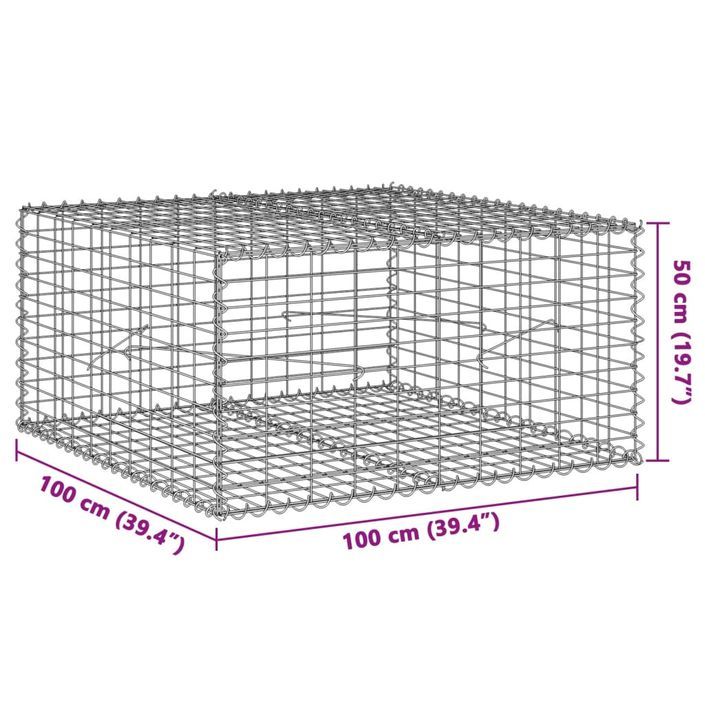 Panier gabion avec couvercle 100x100x50 cm fer galvanisé - Photo n°7