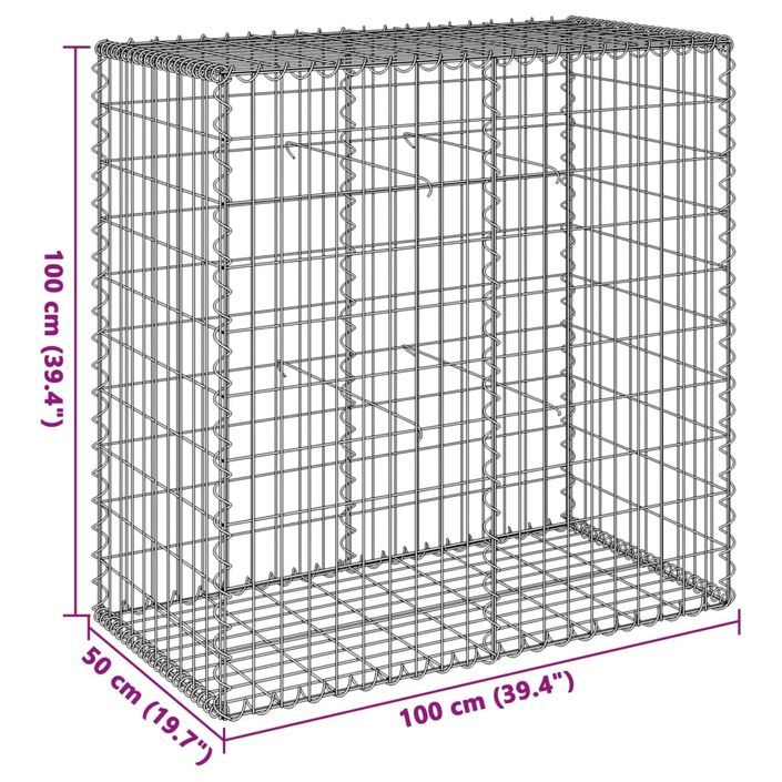 Panier gabion avec couvercle 100x50x100 cm fer galvanisé - Photo n°7