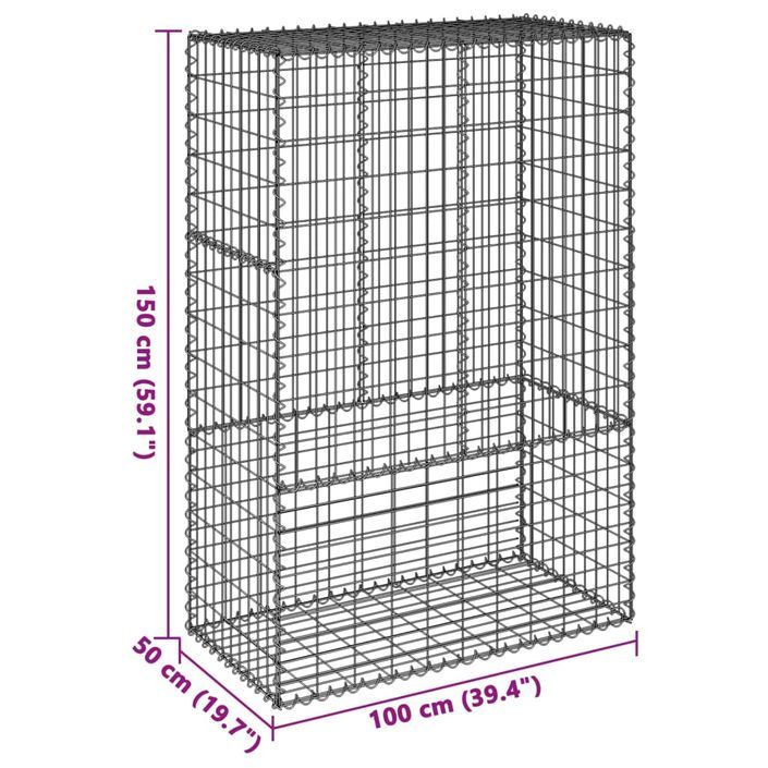 Panier gabion avec couvercle 100x50x150 cm fer galvanisé - Photo n°7