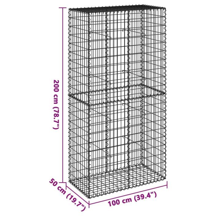 Panier gabion avec couvercle 100x50x200 cm fer galvanisé - Photo n°7