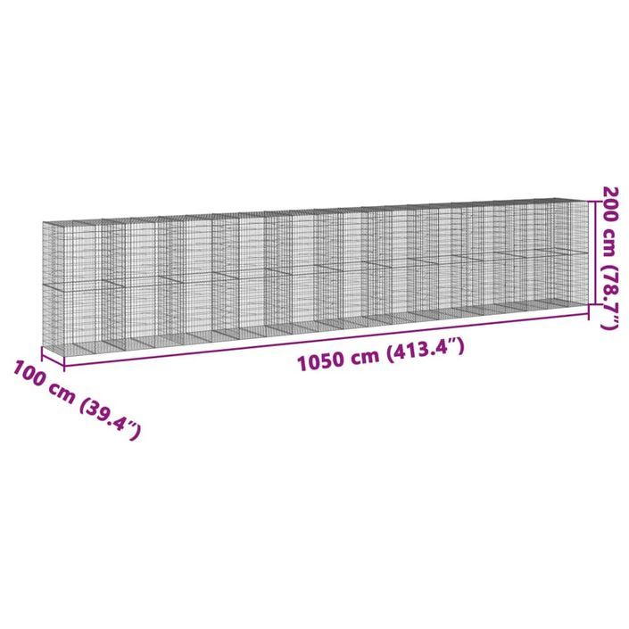 Panier gabion avec couvercle 1050x100x200 cm fer galvanisé - Photo n°7