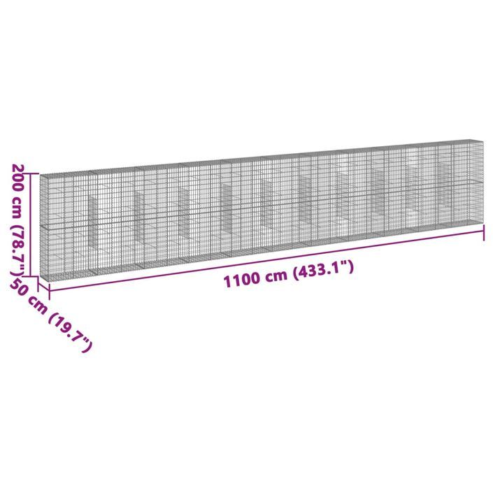 Panier gabion avec couvercle 1100x50x200 cm fer galvanisé - Photo n°7