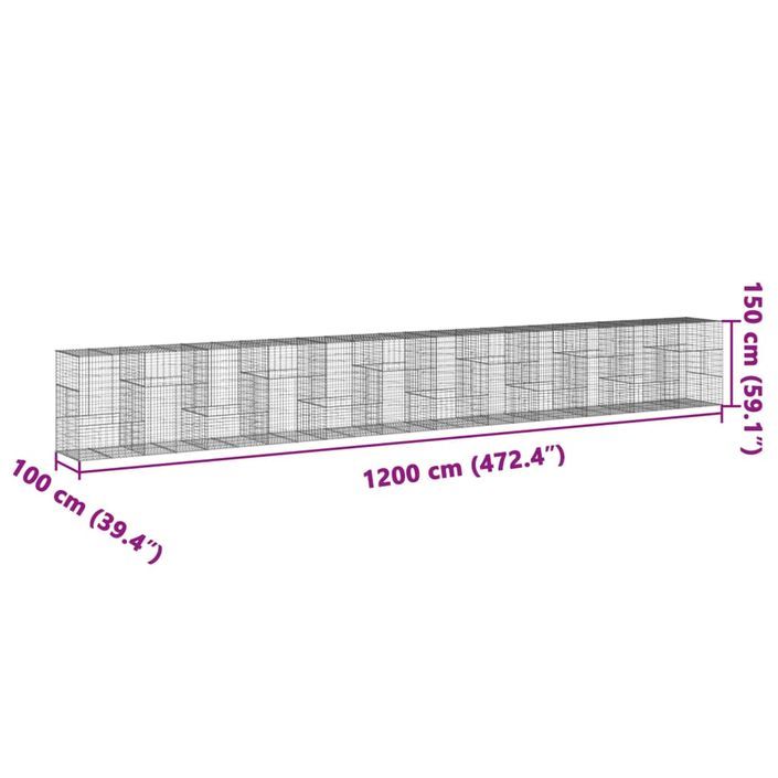 Panier gabion avec couvercle 1200x100x150 cm fer galvanisé - Photo n°7