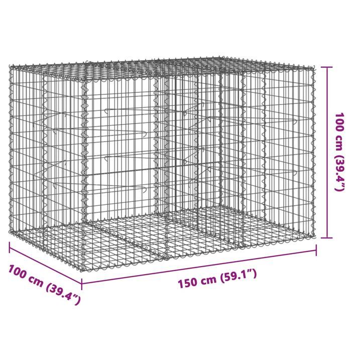 Panier gabion avec couvercle 150x100x100 cm fer galvanisé - Photo n°7