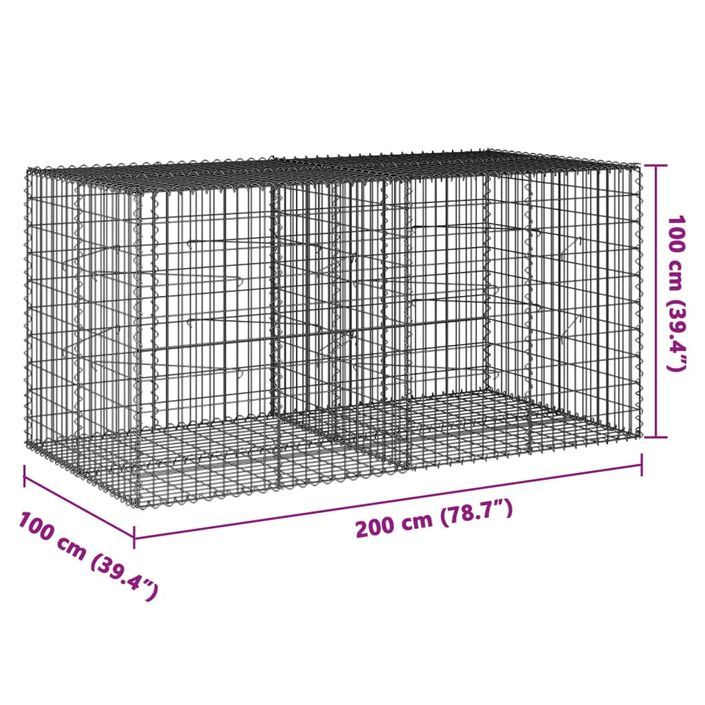 Panier gabion avec couvercle 200x100x100 cm fer galvanisé - Photo n°7