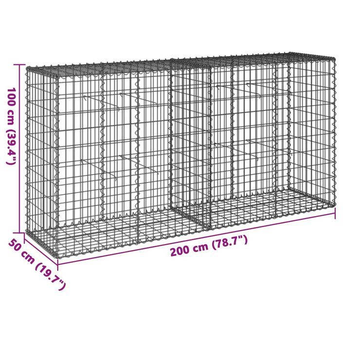 Panier gabion avec couvercle 200x50x100 cm fer galvanisé - Photo n°7