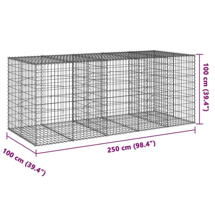 Panier gabion avec couvercle 250x100x100 cm fer galvanisé - Photo n°7