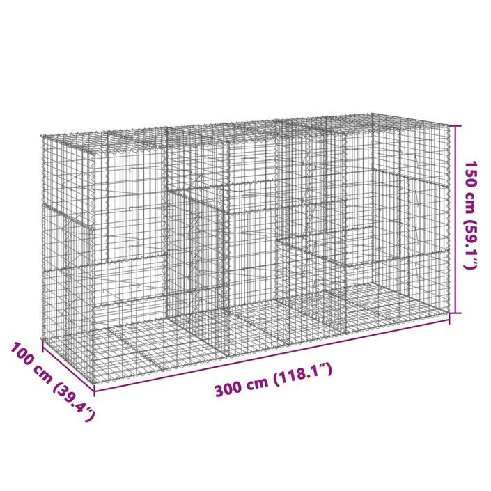 Panier gabion avec couvercle 300x100x150 cm fer galvanisé - Photo n°7