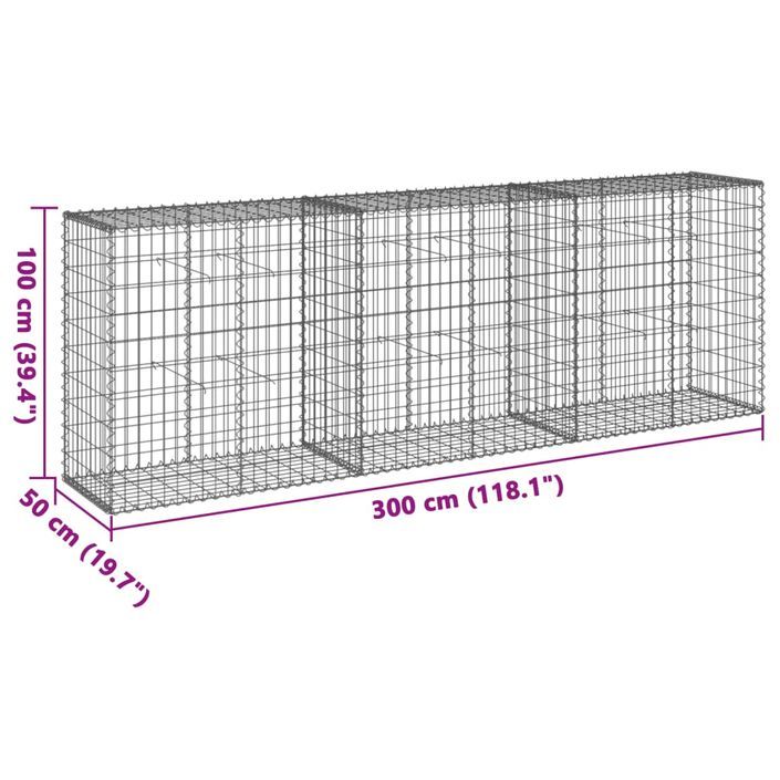 Panier gabion avec couvercle 300x50x100 cm fer galvanisé - Photo n°7