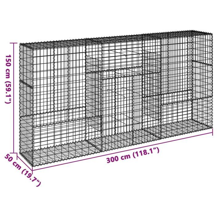 Panier gabion avec couvercle 300x50x150 cm fer galvanisé - Photo n°7