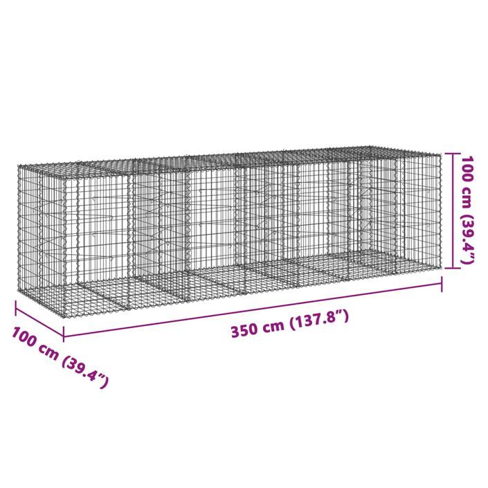 Panier gabion avec couvercle 350x100x100 cm fer galvanisé - Photo n°7