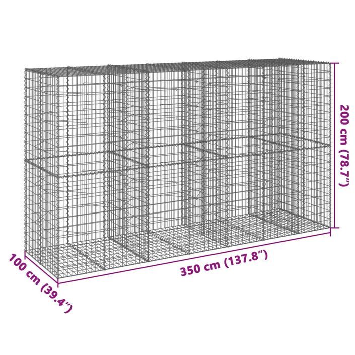 Panier gabion avec couvercle 350x100x200 cm fer galvanisé - Photo n°7