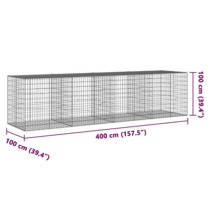 Panier gabion avec couvercle 400x100x100 cm fer galvanisé - Photo n°7