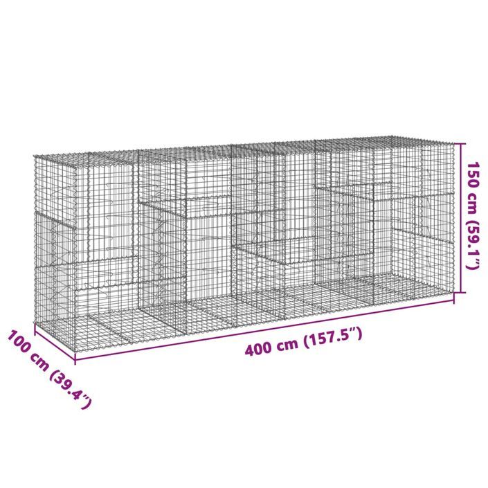 Panier gabion avec couvercle 400x100x150 cm fer galvanisé - Photo n°7