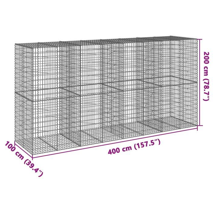 Panier gabion avec couvercle 400x100x200 cm fer galvanisé - Photo n°7