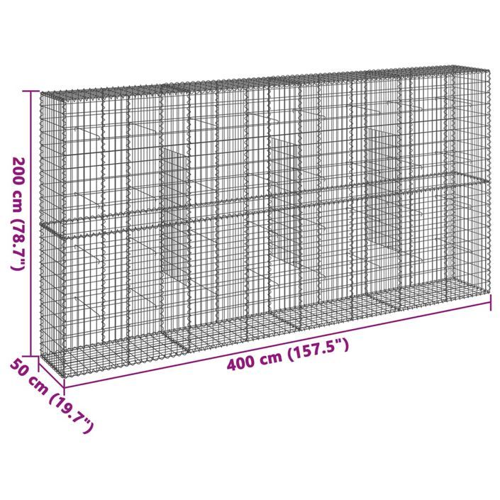 Panier gabion avec couvercle 400x50x200 cm fer galvanisé - Photo n°7