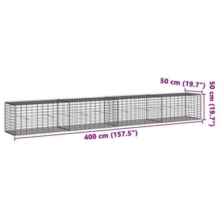 Panier gabion avec couvercle 400x50x50 cm fer galvanisé - Photo n°7