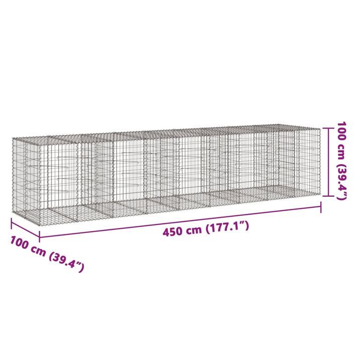 Panier gabion avec couvercle 450x100x100 cm fer galvanisé - Photo n°7