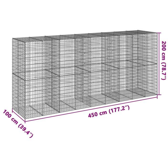 Panier gabion avec couvercle 450x100x200 cm fer galvanisé - Photo n°7