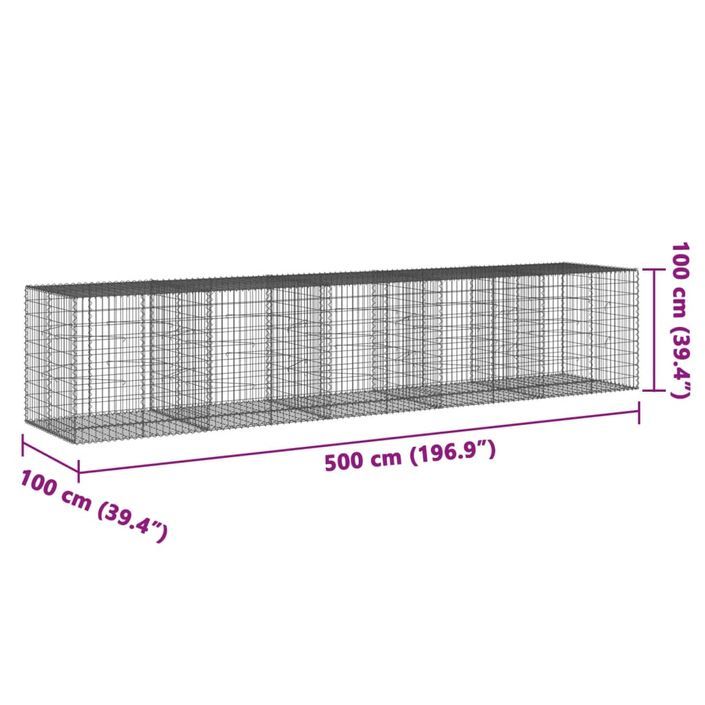 Panier gabion avec couvercle 500x100x100 cm fer galvanisé - Photo n°7