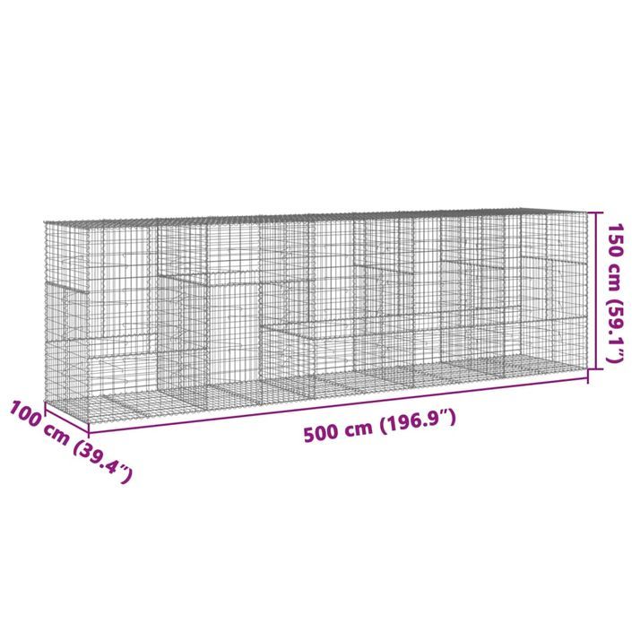 Panier gabion avec couvercle 500x100x150 cm fer galvanisé - Photo n°7