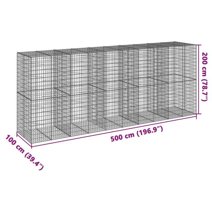 Panier gabion avec couvercle 500x100x200 cm fer galvanisé - Photo n°7