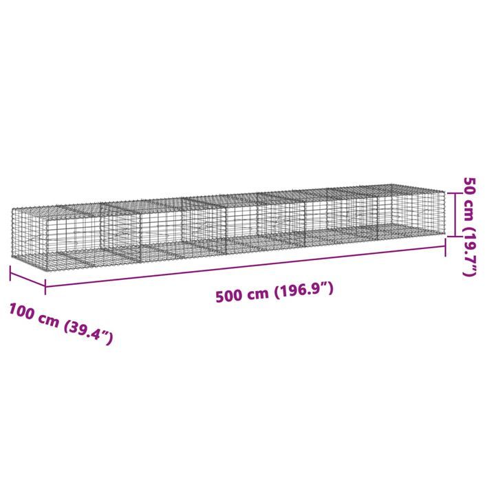 Panier gabion avec couvercle 500x100x50 cm fer galvanisé - Photo n°7