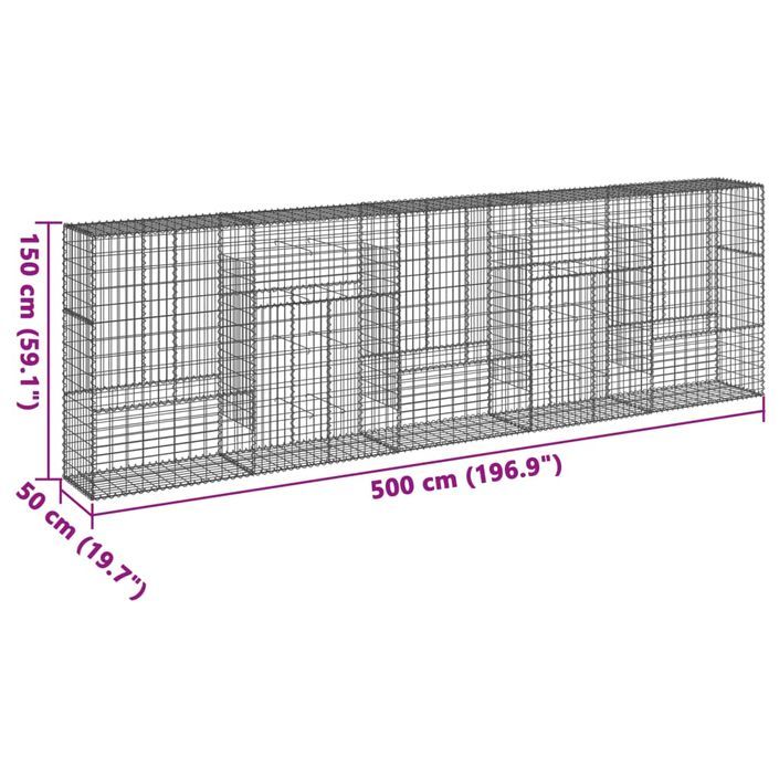 Panier gabion avec couvercle 500x50x150 cm fer galvanisé - Photo n°7