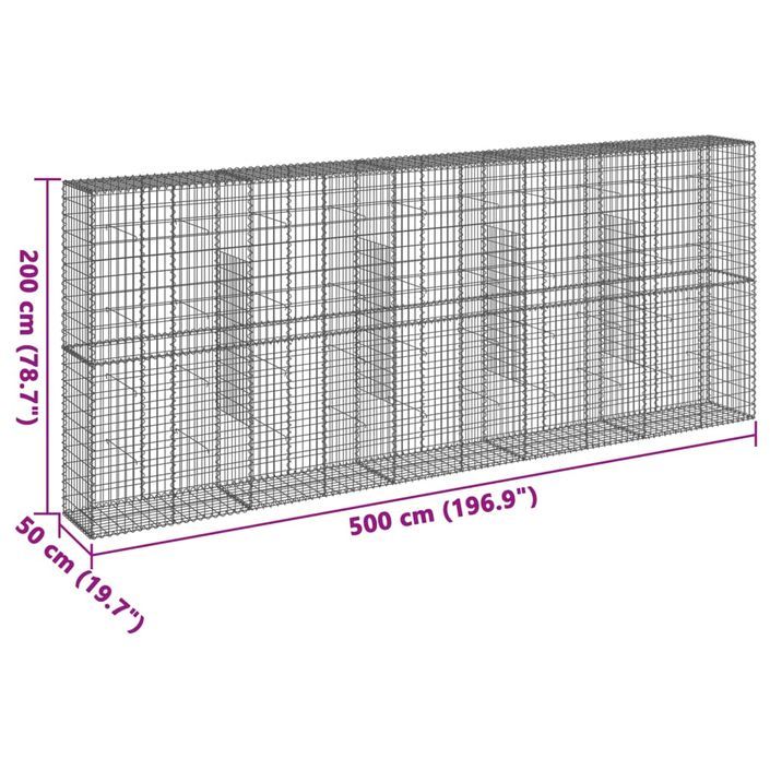 Panier gabion avec couvercle 500x50x200 cm fer galvanisé - Photo n°7