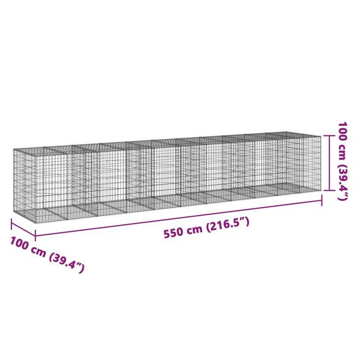 Panier gabion avec couvercle 550x100x100 cm fer galvanisé - Photo n°7