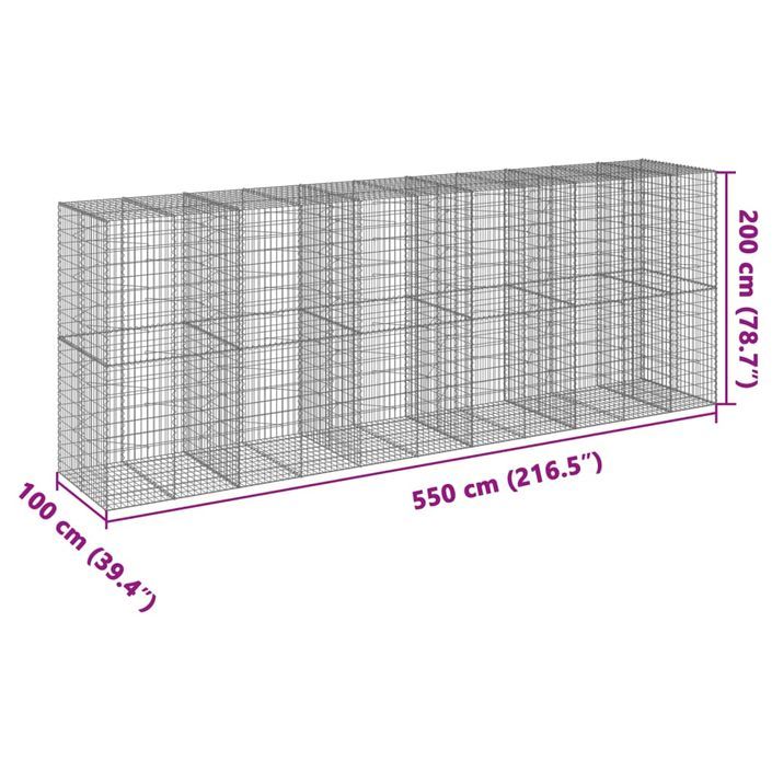 Panier gabion avec couvercle 550x100x200 cm fer galvanisé - Photo n°7