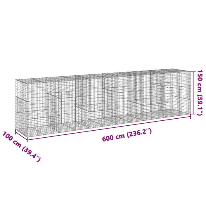 Panier gabion avec couvercle 600x100x150 cm fer galvanisé - Photo n°7