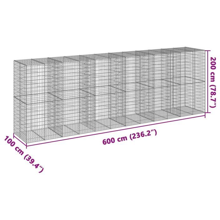 Panier gabion avec couvercle 600x100x200 cm fer galvanisé - Photo n°7