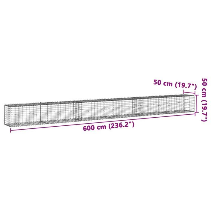 Panier gabion avec couvercle 600x50x50 cm fer galvanisé - Photo n°7