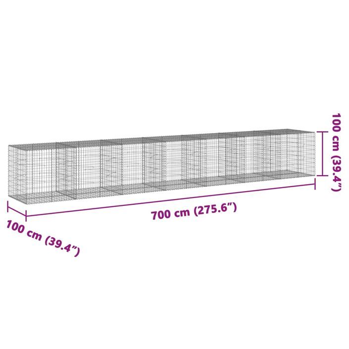 Panier gabion avec couvercle 700x100x100 cm fer galvanisé - Photo n°7