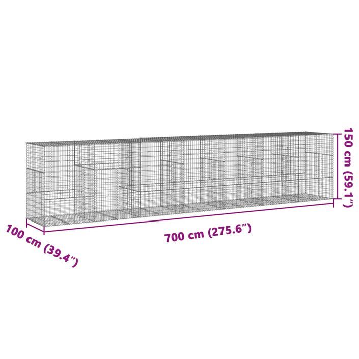 Panier gabion avec couvercle 700x100x150 cm fer galvanisé - Photo n°7