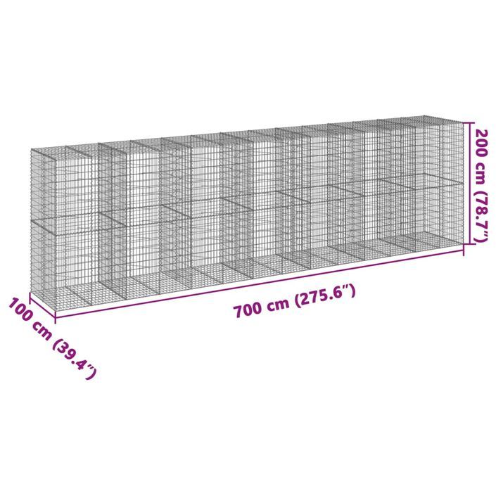 Panier gabion avec couvercle 700x100x200 cm fer galvanisé - Photo n°7