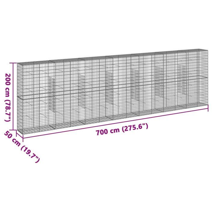 Panier gabion avec couvercle 700x50x200 cm fer galvanisé - Photo n°7