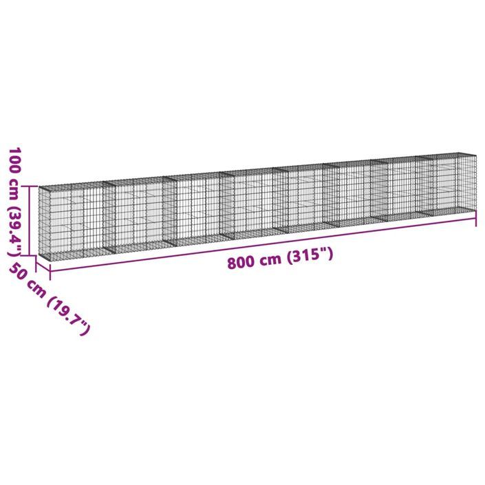 Panier gabion avec couvercle 800x50x100 cm fer galvanisé - Photo n°7