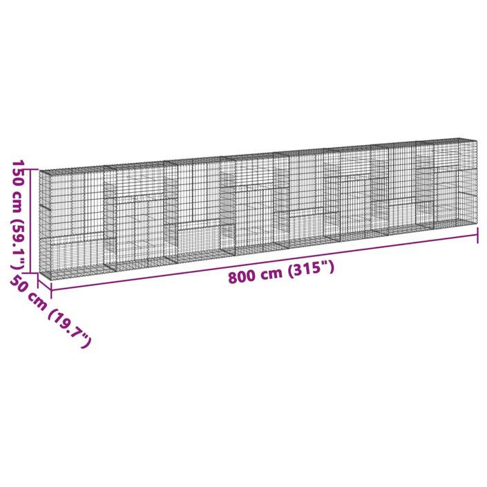 Panier gabion avec couvercle 800x50x150 cm fer galvanisé - Photo n°7