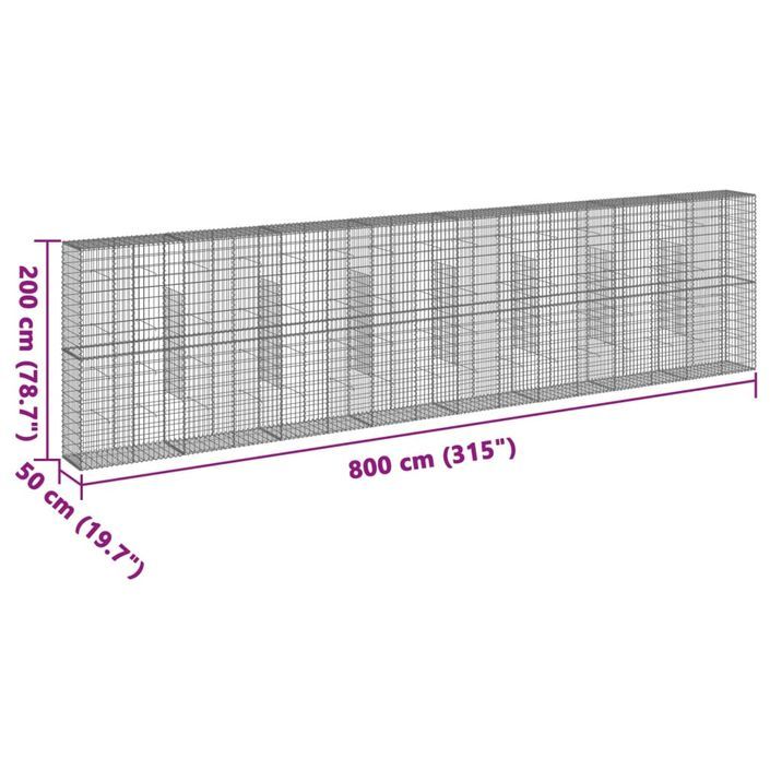 Panier gabion avec couvercle 800x50x200 cm fer galvanisé - Photo n°7