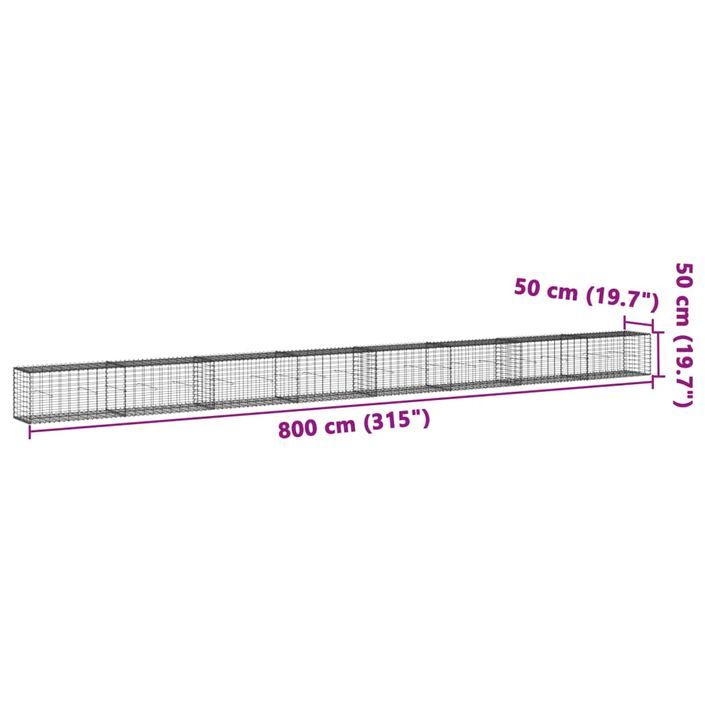 Panier gabion avec couvercle 800x50x50 cm fer galvanisé - Photo n°7