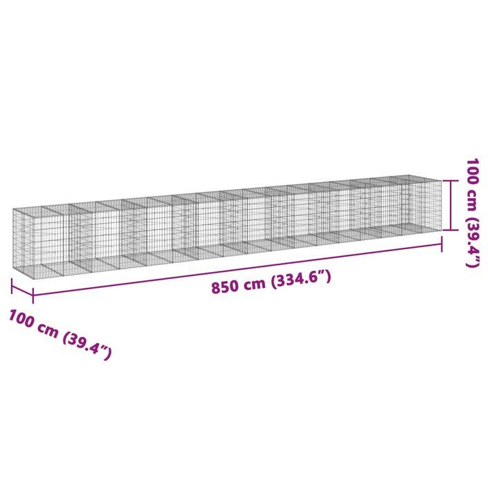 Panier gabion avec couvercle 850x100x100 cm fer galvanisé - Photo n°7