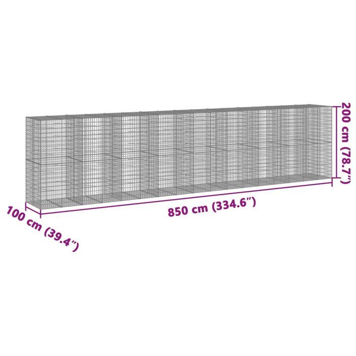 Panier gabion avec couvercle 850x100x200 cm fer galvanisé - Photo n°7