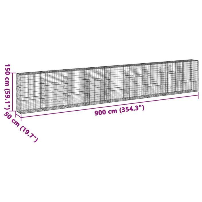 Panier gabion avec couvercle 900x50x150 cm fer galvanisé - Photo n°7