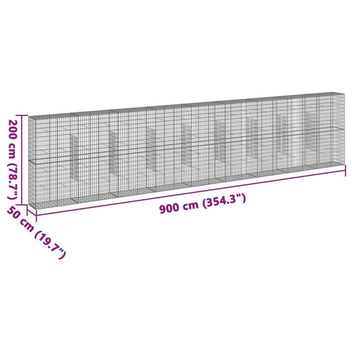 Panier gabion avec couvercle 900x50x200 cm fer galvanisé - Photo n°7