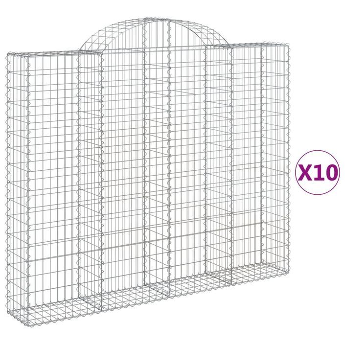 Paniers à gabions arqués 10 pcs 200x30x160/180 cm Fer galvanisé - Photo n°2